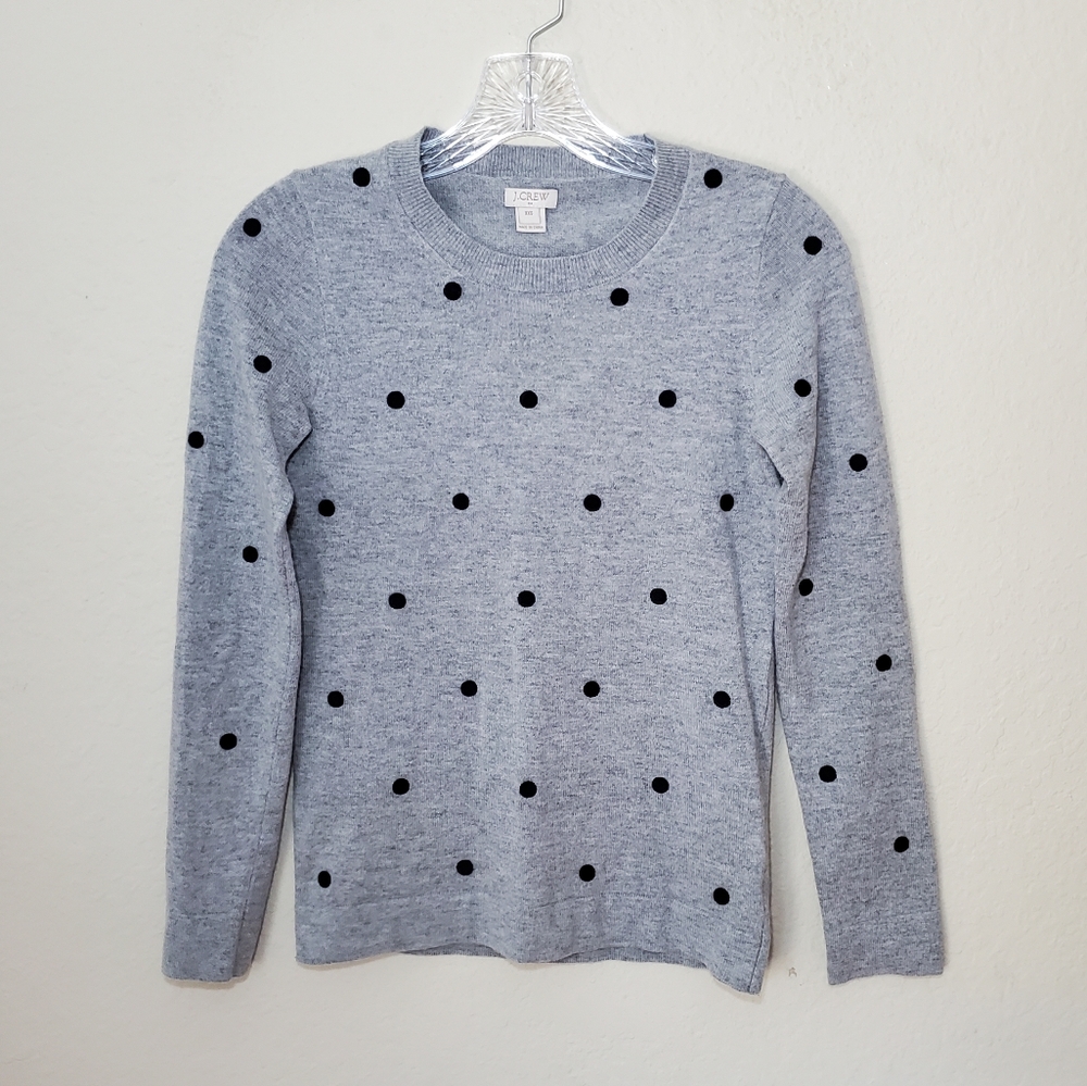 J.  Crew Factory Grey Wool Blend Polka Dot Sweater